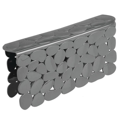mDesign Adjustable Kitchen Sink Dish Drying Mat/Grid - Soft Plastic Sink Protector, Cushions Sinks, Dishes - Quick Draining Pebble Design - Includes 1 Saddle, 2 Large Mats - Set of 3 - Charcoal Gray