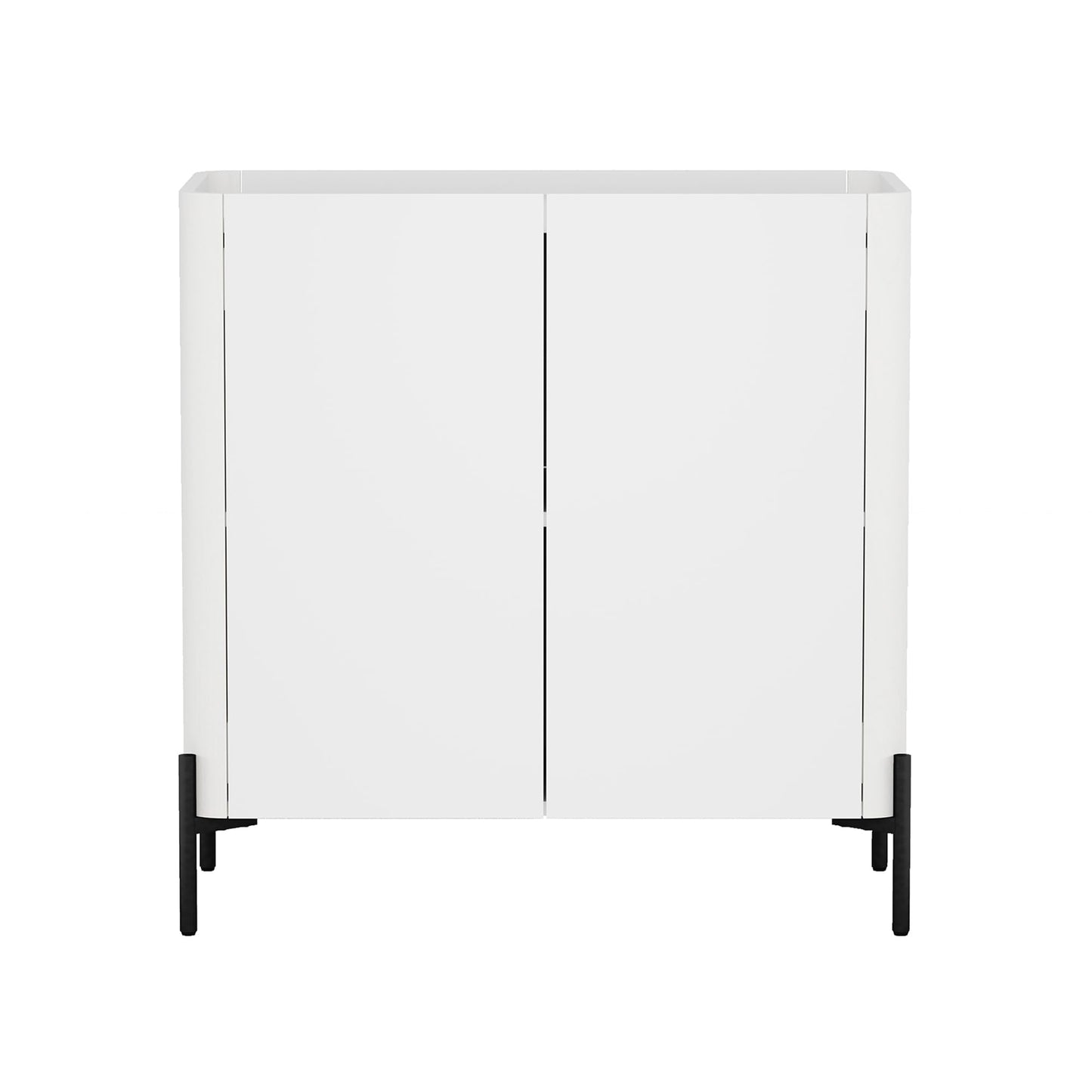 Manhattan Comfort Abbey Accent Cabinet with Doors, Tray Top Design and Adjustable Shelves, Sleek Modern Storage Furniture for Dining Area, Living Room Entryway, White