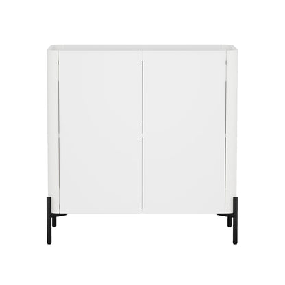 Manhattan Comfort Abbey Accent Cabinet with Doors, Tray Top Design and Adjustable Shelves, Sleek Modern Storage Furniture for Dining Area, Living Room Entryway, White