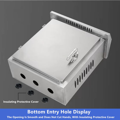 304 Stainless Steel Electrical Box 20'' x 16'' x 8'' Outdoor Electrical Enclosure Box 20" H x 16" W x 8" D with Mounting Plate Weatherproof Anti-Rust and Anti-Corrosion