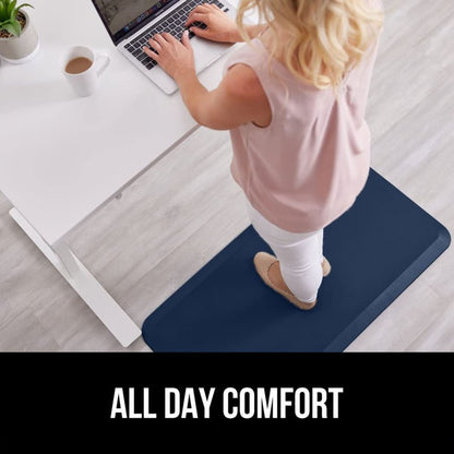 GORILLA GRIP Comfortable Cushioned Kitchen Mats for Floor, 39x20, Waterproof and Stain Resistant Soft Top, 3/4 Inch Thick Ergonomic Standing Desk Anti Fatigue Mat, Foam Supports Ankles and Feet, Navy