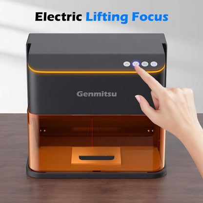 Genmitsu Kintix Laser Engraver 5W 5000mW, 90000mm/min Ultra Fast Galvo Laser with Electric Lifting Focus, 200x100mm Large Area for Jewelry, Metal, Wood, Compatible with LightBurn & APP, Class 1 Safety