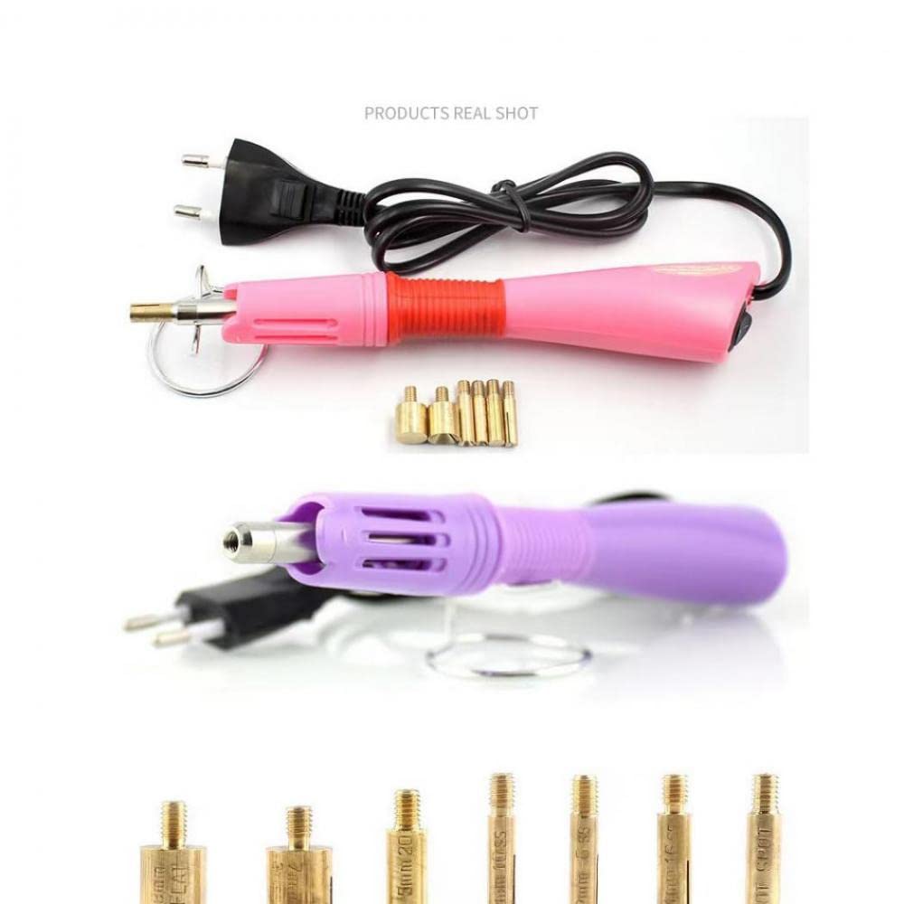 Hotfix Applicator, 7 in 1 Hot Fixed Wand Bedazzler Kit, Rhinestones Setter Wand Tool with 7 Different Tip Sizes, DIY Bedazzler Kit with Rhinestones with Support Stand (American standard (black))
