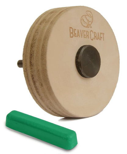 BeaverCraft Knife Sharpening Wheel 7cm PW1 - Buffing Wheel and Polishing Stropping Compound for Knives, Chisels, Woodworking Carving Tools
