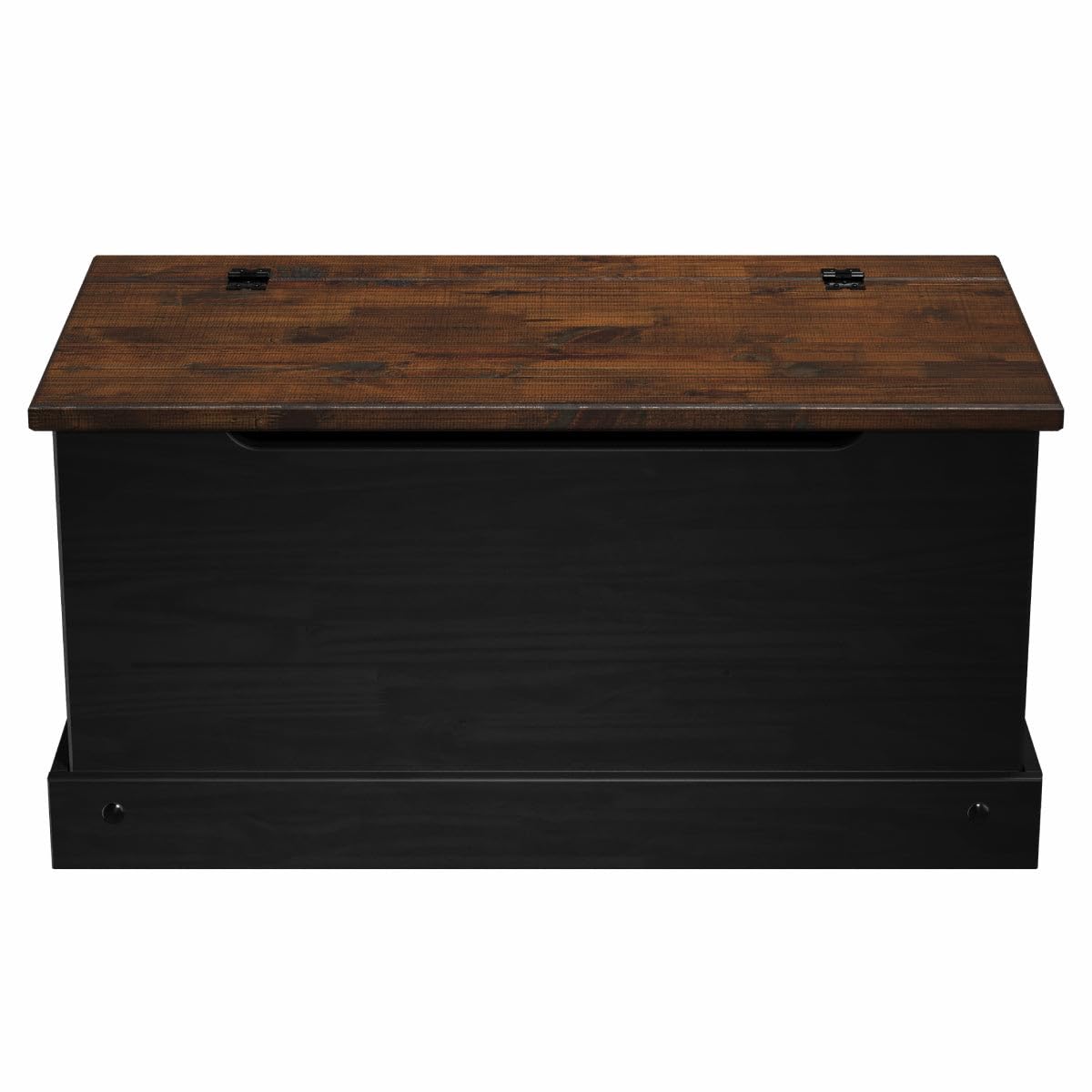 OSHOME 35.5" Solid Pine Storage Chest with Lift -Top Hinged Lid, Storage for Bedroom, Entryway and Living Room in Harvest Black Finish