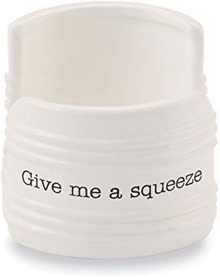 Mud Pie Give Me A Squeeze Sponge Caddy, White 3" x 3"