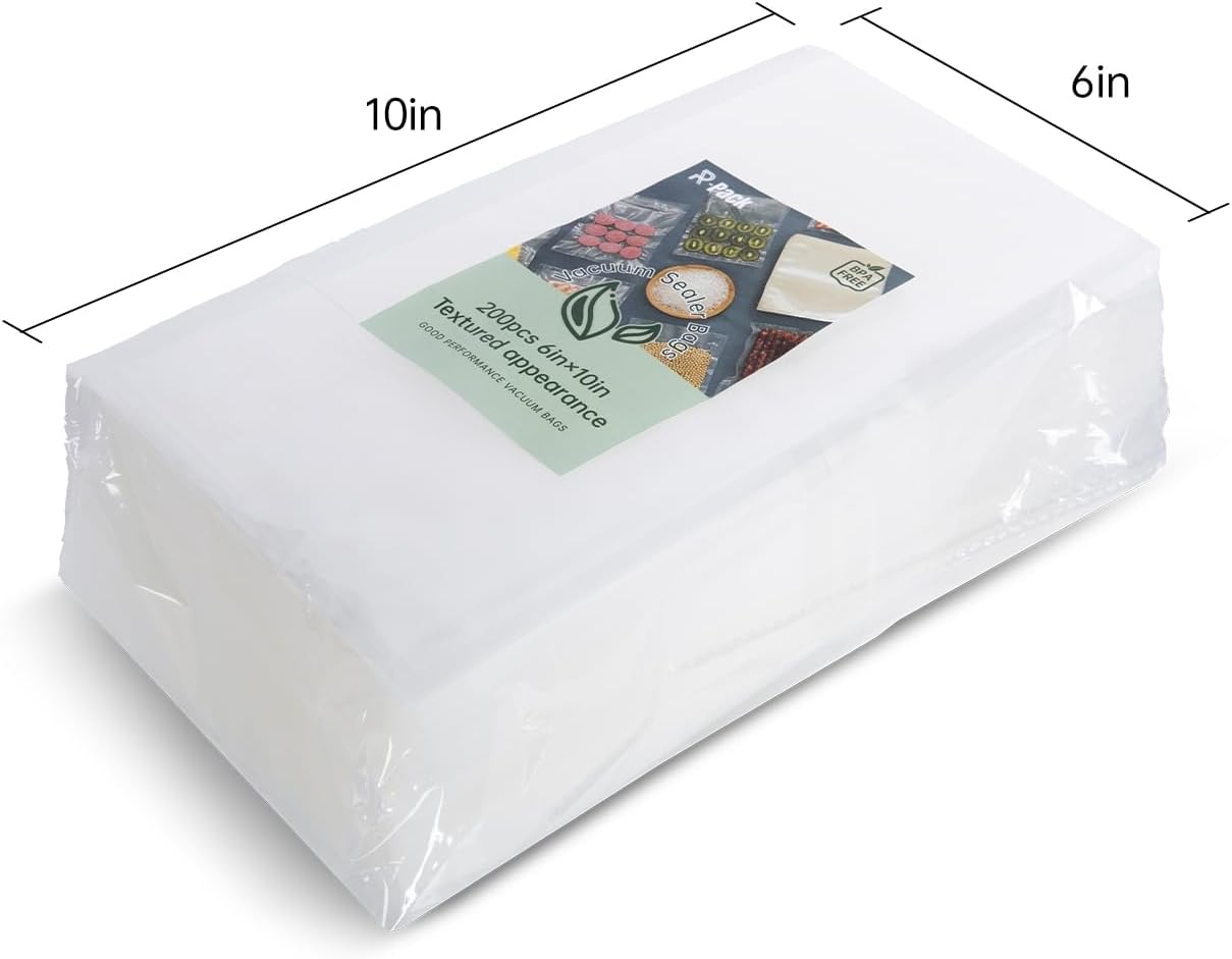 Vacuum Sealer Bags, 100 Gallon 11" x 16", Quart 8" x 12", Pint 6" x 10", Commercial Grade PreCut Bags