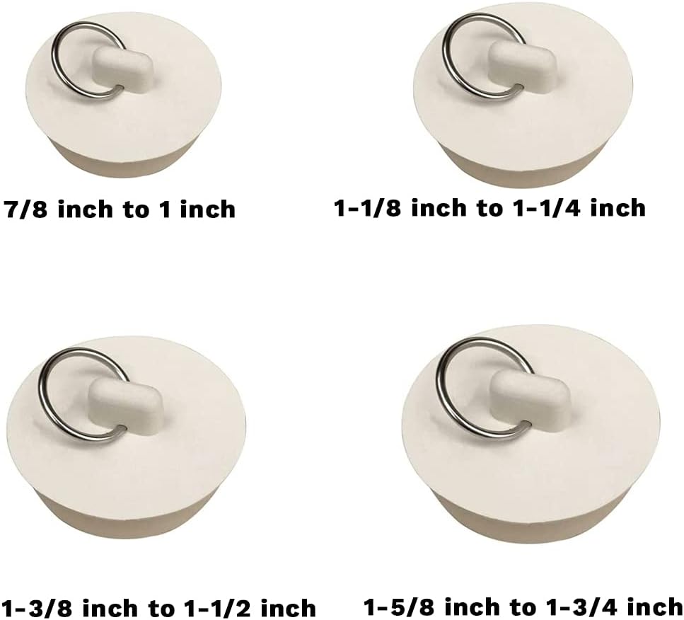Bath Tub Drain Stoppers, 4 Pieces Rubber Sink Bathtub Plug Seal with Hanging Ring for Kitchen Bathroom Laundry