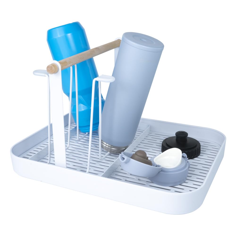 L-WASH Countertop Drying Rack for Insulated Water Bottles, Glasses, Sports Bottles, Baby Bottles, and More - Drainage Tray for Easy Cleaning and Drying - Practical and Stylish