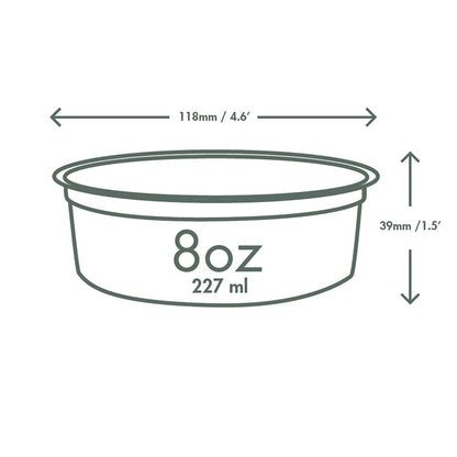Vegware Compostable 8oz Clear Round Deli Containers, Case of 500, PLA Plastic Meal Prep, Made from PLA, A Renewable Material Made from Plants, One Lid Fits All Sizes