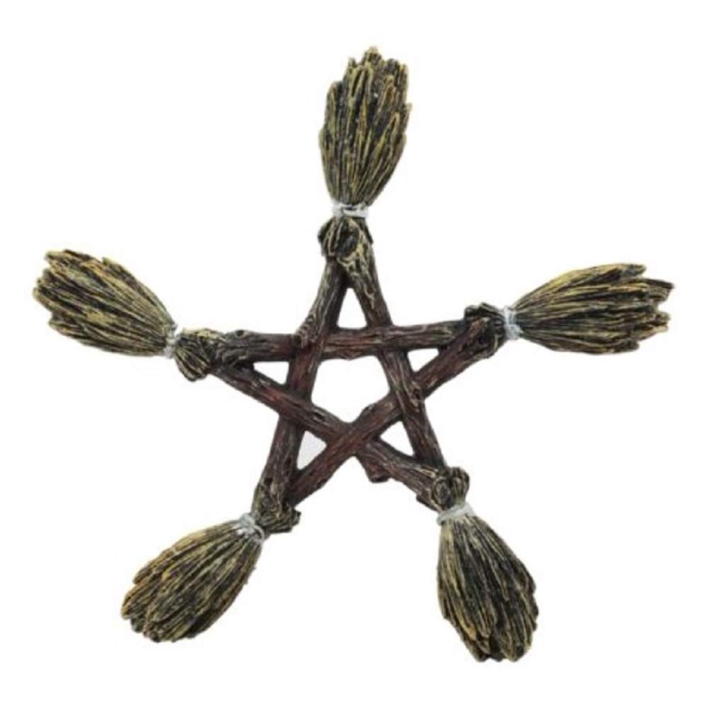 Nemesis Now Ltd Wiccan and Witchcraft Broomsticks Pentacle Wall Decor 7" W