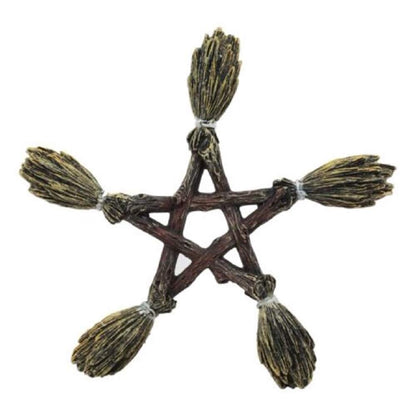 Nemesis Now Ltd Wiccan and Witchcraft Broomsticks Pentacle Wall Decor 7" W