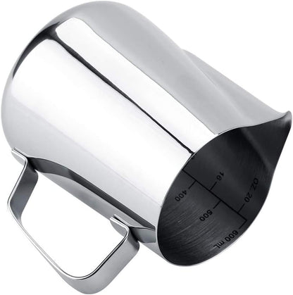 600ml Stainless Steel Frothing Cup, Measuring Mug for Milk Frothing, Latte Coffee Art
