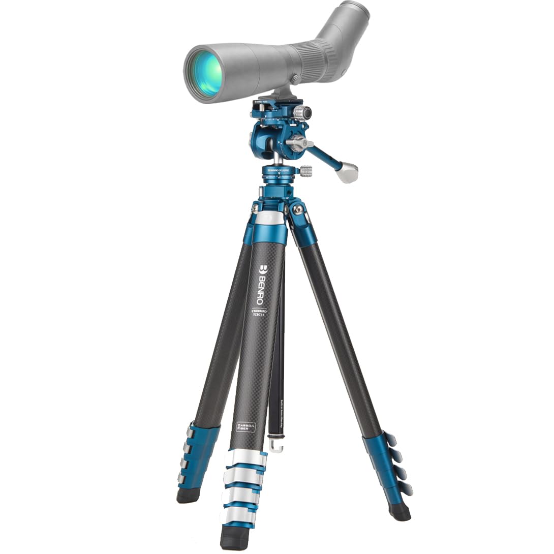 Benro CyanBird Pro Carbon Fiber Lightweight Tripod Kit for Birding & Wildlife for Scopes, Binoculars & Photography, Ball Head, Adjustable Legs, Arca-Swiss Plate, Flip Locks, 60" Max Ht, 9.9lb Payload