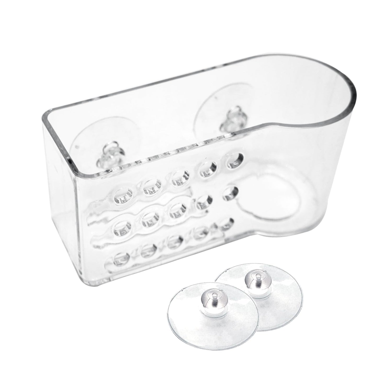 AMUONTY Sponge Holder for Kitchen Sink Suction,Plastic Sink Brush Sponge Caddy Sink Organizer-(5.7" x 2.4" x 3.1"),Clear
