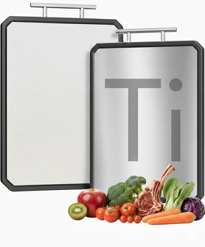 SSMR Titanium Cutting Board - 100% Pure Titanium Cutting Boards for Kitchen Double Sided Textured Food-Grade Pure Titanium Side for Chopping Meat, PP Side for Vegetables, Easy to Clean (16" x 11" in)