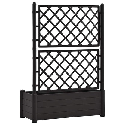 Zeehear Garden Planter Box with Trellis, 39.4", for Outdoor Flower, Plant, Vegetable & Herb Growing, Large Raised Planting Pots for Gardening - Anthracite
