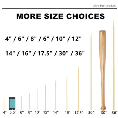 6" Natural Bamboo Skewers for BBQ，Appetiser，Fruit，Cocktail，Kabob，Chocolate Fountain，Grilling，Barbecue，Kitchen，Crafting and Party. Φ=4mm, More Size Choices 8"/10"/12"/14"/16"/17.5"/30"/36"(200 PCS)