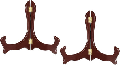 uxcell 2pcs 6.3" Easel Plate Holder, Wood-like Plastic Folding Display Stand, Brown for Decorative Picture Frame