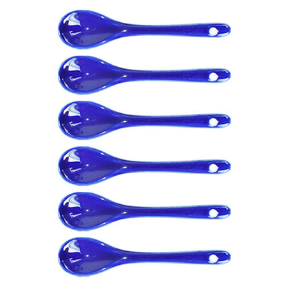 Albedel Blue 6 pcs Porcelain Egg Spoons Ceramic Spoons 4.7 inch Coffee Dessert Yogurt Tea Milky Tea
