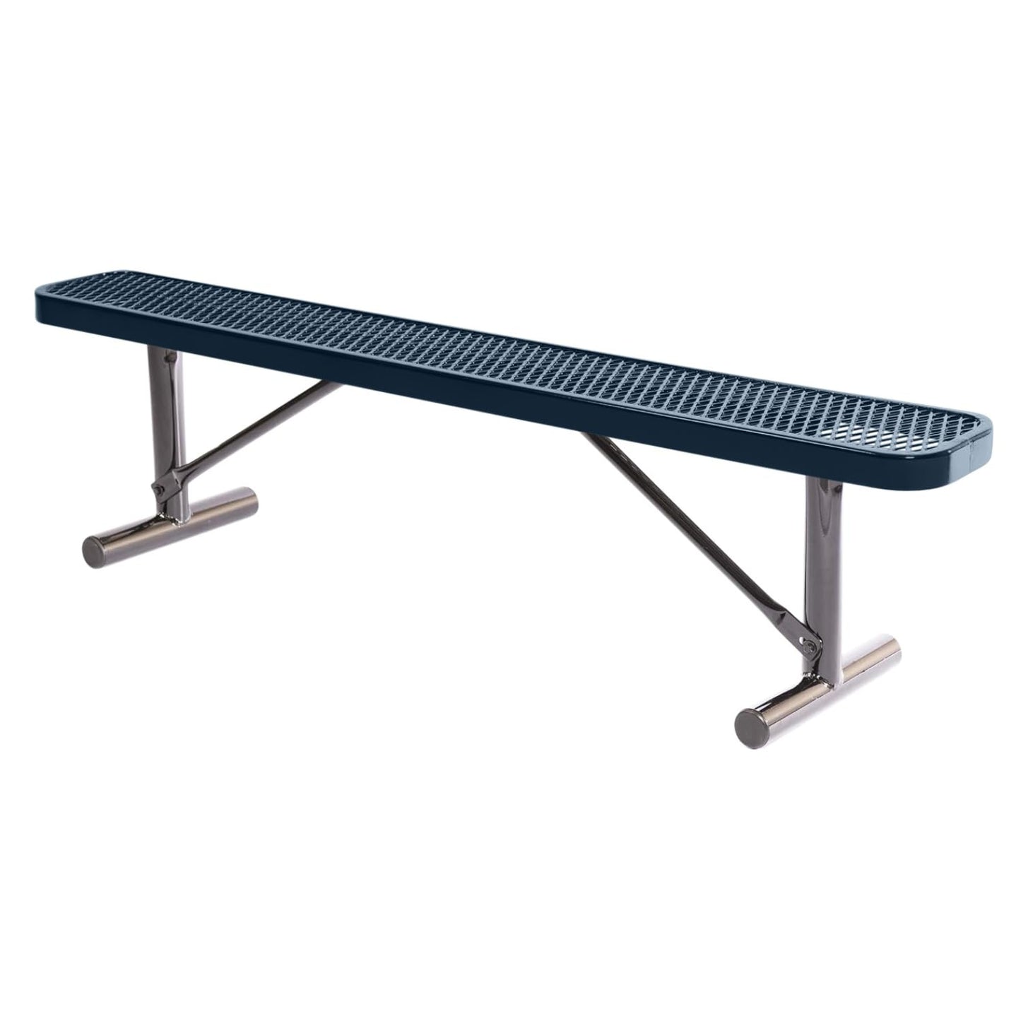 COATEDOUTDOORFURNITURE Heavy-Duty Portable Outdoor Bench Thermoplastic Coated, Expanded Metal, Commercial-Grade Seating, Made in America (Portable Without Back, 6 Ft, Dark Blue)