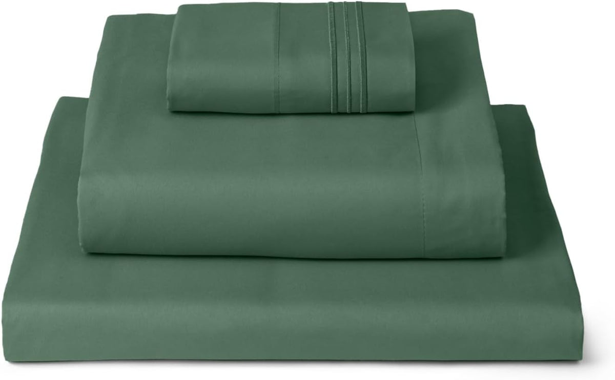 Mellanni Twin Sheets Set - 3 PC Hotel Luxury Bedding | Extra Soft, Cooling, Wrinkle-Resistant (Emerald Green)