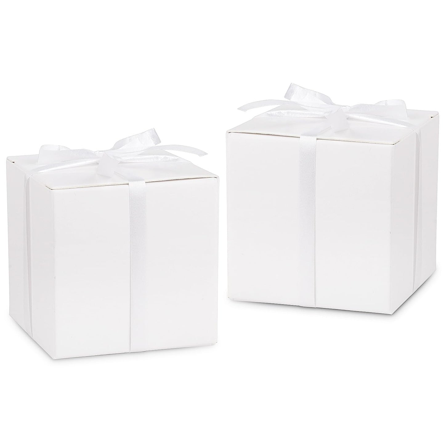 Adecortalk 100 Pcs Mini White Gift Boxes 2x2x2 Inches White Party Favor Boxes Gift Candy Boxes with Ribbons for Birtyhday Wedding Baby Shower Graduation Bridal Shower Halloween Christmas Valentine Gifts