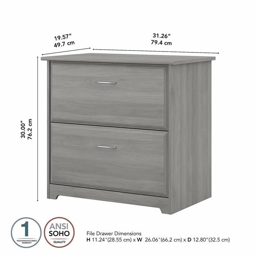 UrbanPro 2 Drawer Lateral File Cabinet, 32W x 20D x 30H, Engineered Wood, Modern Gray Finish, Full-Extension Ball Bearing Slides, Supports Legal/Letter/A4 Documents, Home Office Filing Storage