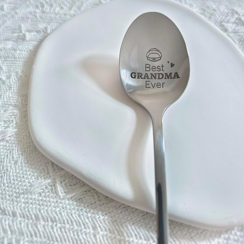 Best Grandma Ever Spoon, Gifts for Grandma from Granddaughter Grandson, Christmas Mothers Day Gift for Coffee Tea Lovers