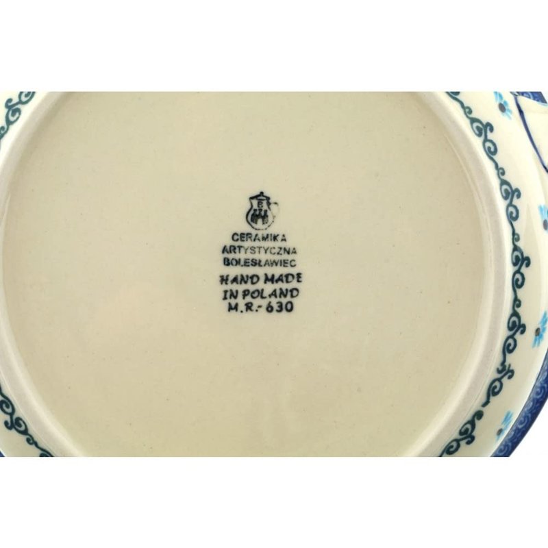 Polish Pottery Round Medium Baker with Handles made by Ceramika Artystyczna (Forget Me Not)