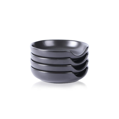 Selamica Ceramic Spoon Rest, 4.8 Inch Spoon Rest for Stove Top, Spoon Holder for Kitchen Counter, Coffee Spoon Holder, Heat-Resistant Cooking Utensil Rest for Ladles Tong, Set of 4, Black