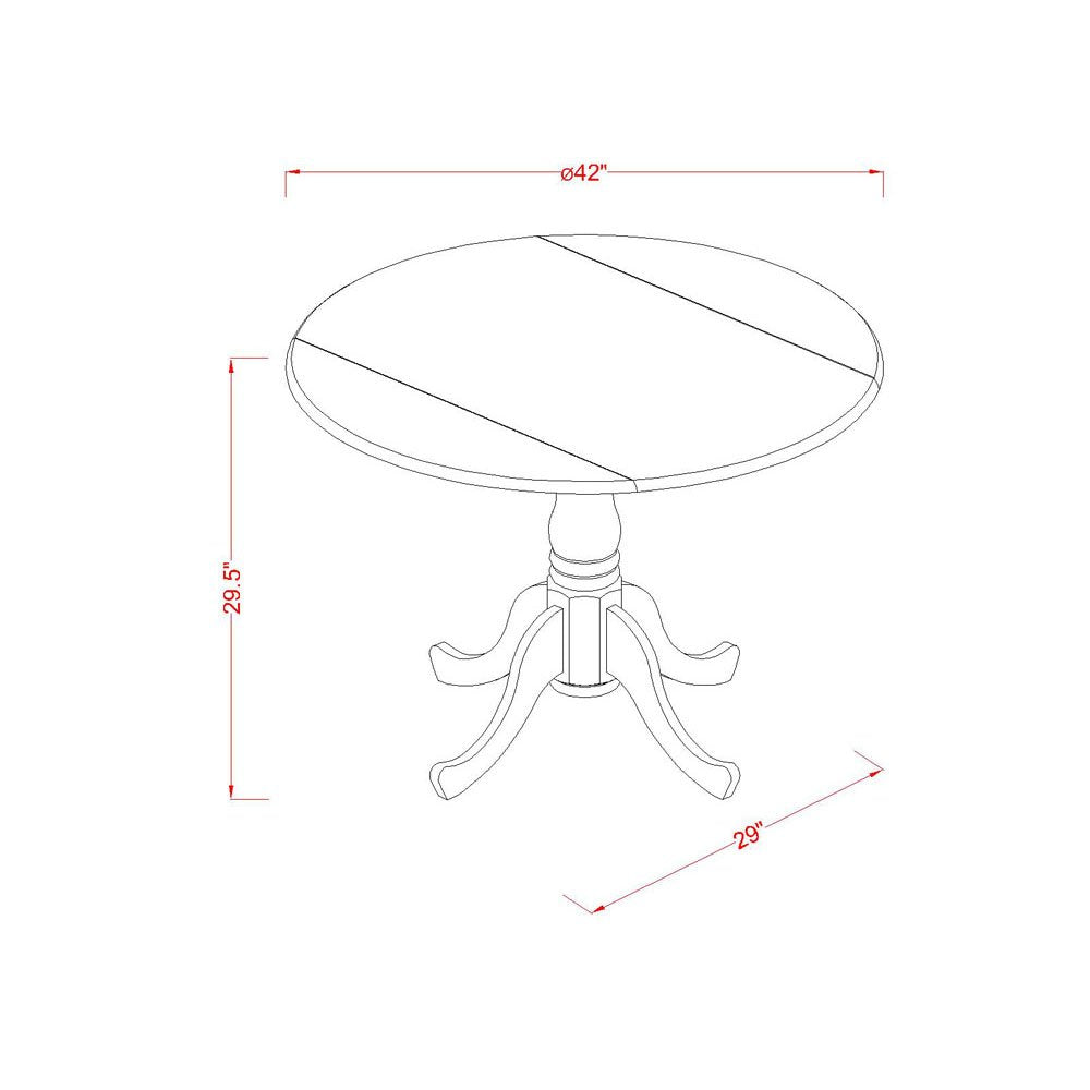 East West Furniture DLBO3-WHI-W 3 Piece Dining Room Table Set Contains a Round Kitchen Table with Dropleaf and 2 Dining Chairs, 42x42 Inch, Linen White