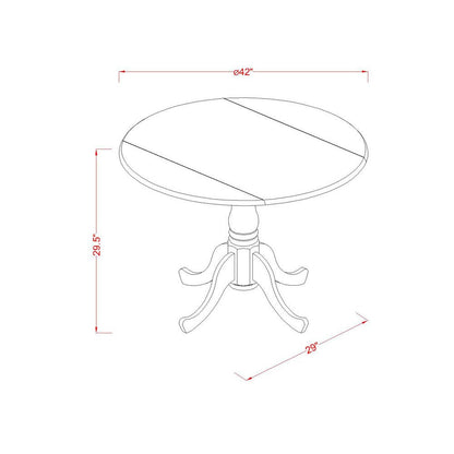 East West Furniture DLBO3-WHI-W 3 Piece Dining Room Table Set Contains a Round Kitchen Table with Dropleaf and 2 Dining Chairs, 42x42 Inch, Linen White