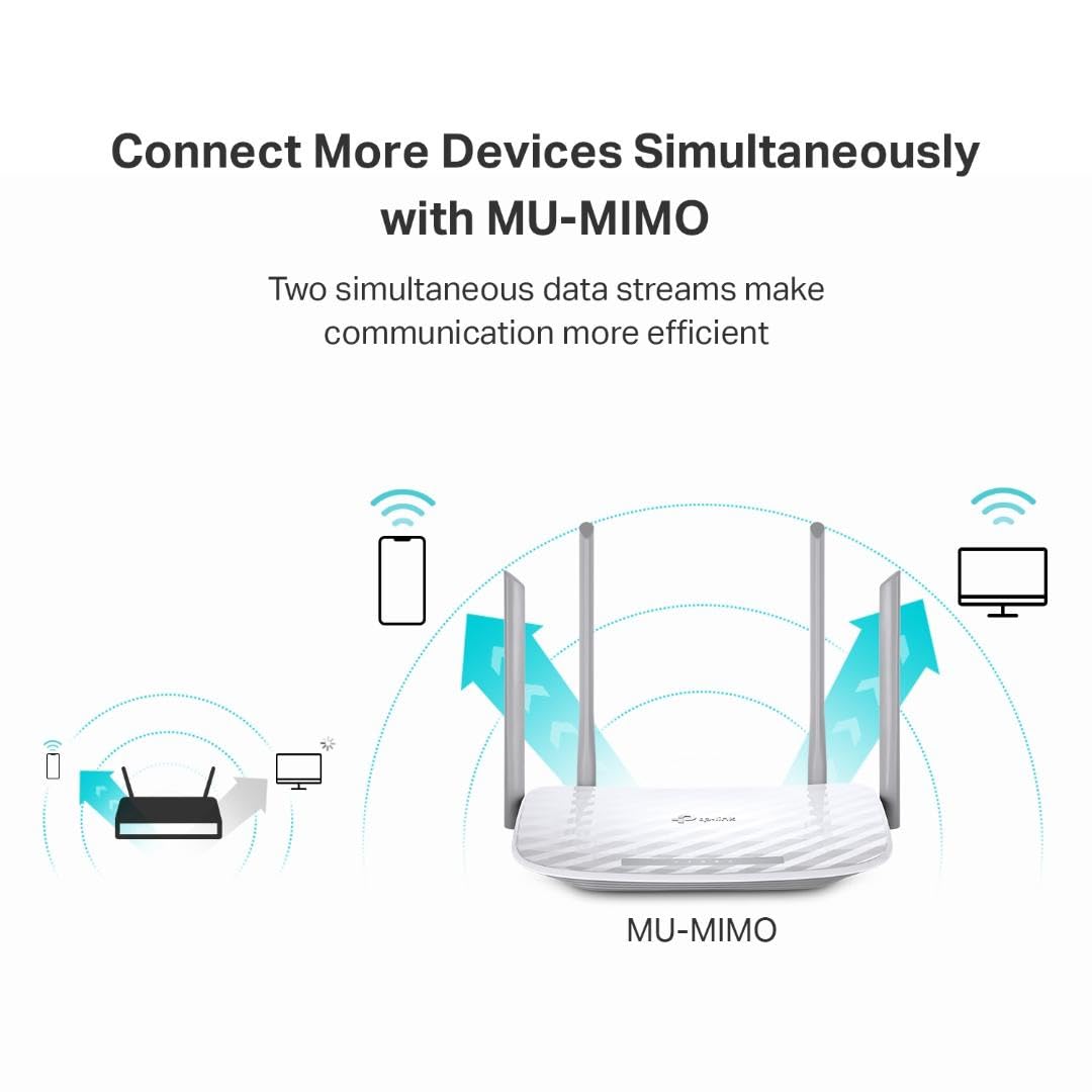 TP-Link AC1200 WiFi Router (Archer A54) - Dual Band Wireless Internet Router, 4 x 10/100 Mbps Fast Ethernet Ports, EasyMesh Compatible, Support Guest WiFi, Access Point Mode, IPv6 & Parental Controls