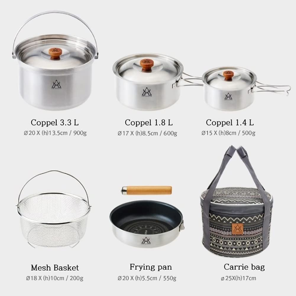 It likes KZ Premium camping outdoor Stainless Steel Clad Cook Set 6P
