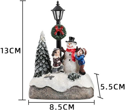 Christmas Town Village Decorations, Battery Operated Resin Scene Village Houses with LED Light