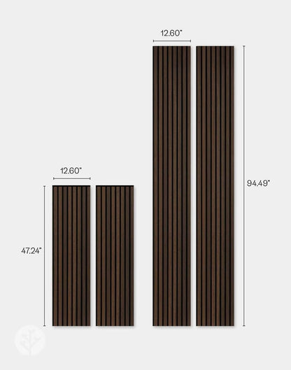 WVH Luxury American Smoked Oak Acoustic Slat Wood Wall Panels, Measures 118.11" x 25.20", Premium Oiled Finish, Interior Decor for Walls & Ceilings, Noise Cancelling & Sound Absorbing for Home, 2pcs