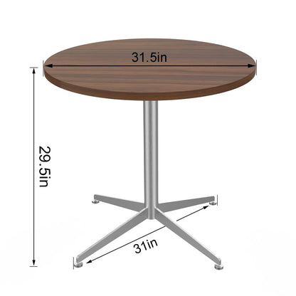 SENGLIDA Round Office Table Conference Table Small Dining Table Coffee Meeting Table for Office Boardroom Kitchen Living Room Waterproof Desktop Easy Assembly 31.5 inch