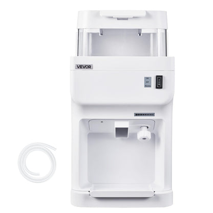 VEVOR Commercial Ice Shaver Crusher, 220lbs Per Hour Electric Snow Cone Maker with 8L Ice Cube Box, 350W 1500RPM Tabletop Shaved Ice Machine for Parties Events Bar, Home and Commercial Use (White)
