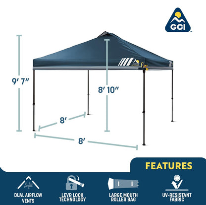 GCI Outdoor LevrUp Pop Up Canopy Tent, 8x8, Tan