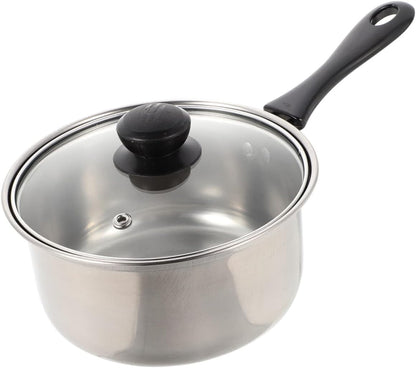 1 Set Stainless Steel Saucepan with Glass Strainer Lid, Induction Pot, Sauce Pot