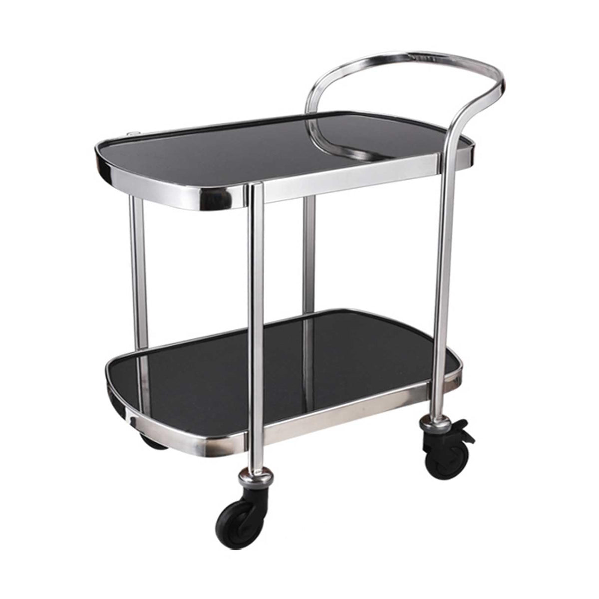 Shelf Modern Luxury Bar Carts Service Carts Kitchen Carts Cart for Wine Racks with Wheels 2 Tier Rolling Carts, Stainless Steel Mirror, for Kitchen, Dining and Parties E