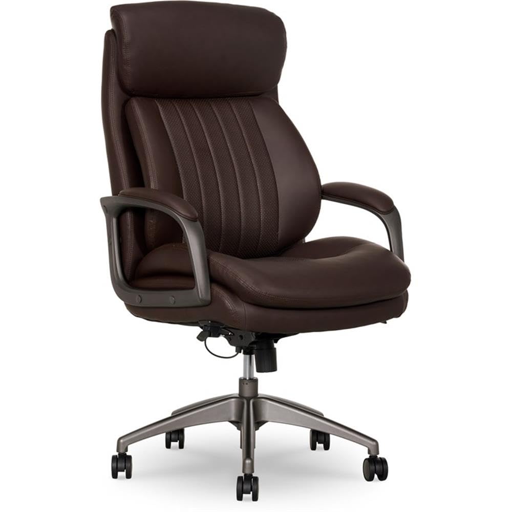 Pemberly Row Modern Faux Leather Executive Office Chair in Brown