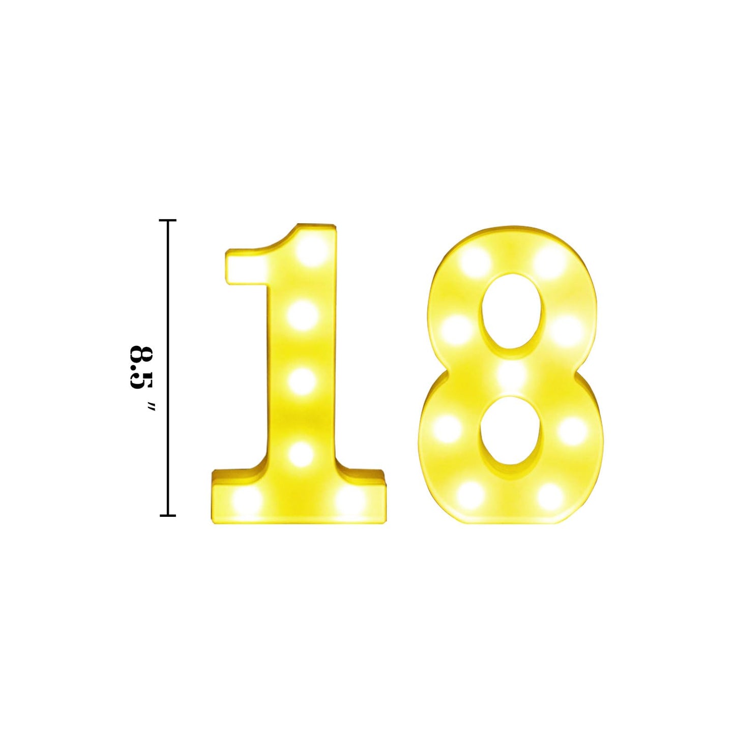 8.5" 18th 81st Birthday Decorative LED Light up Numbers, 2Pcs Marquee Number Sign for Night Birthday Party Decorations Anniversary Bar LED Sign Backdrop Wall Table Centerpieces