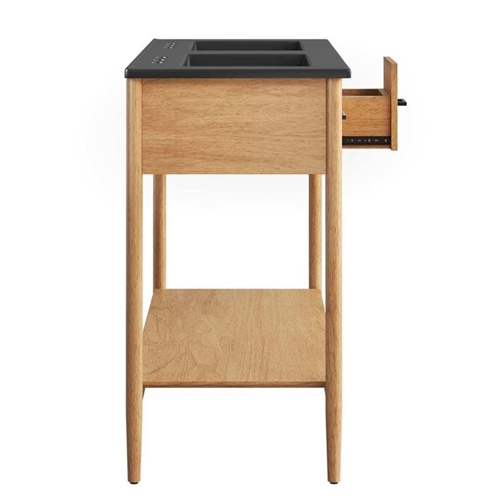 Modway EEI-6827-NAT-BLK Zaire 48" Double Sink Bathroom Vanity, Natural Black