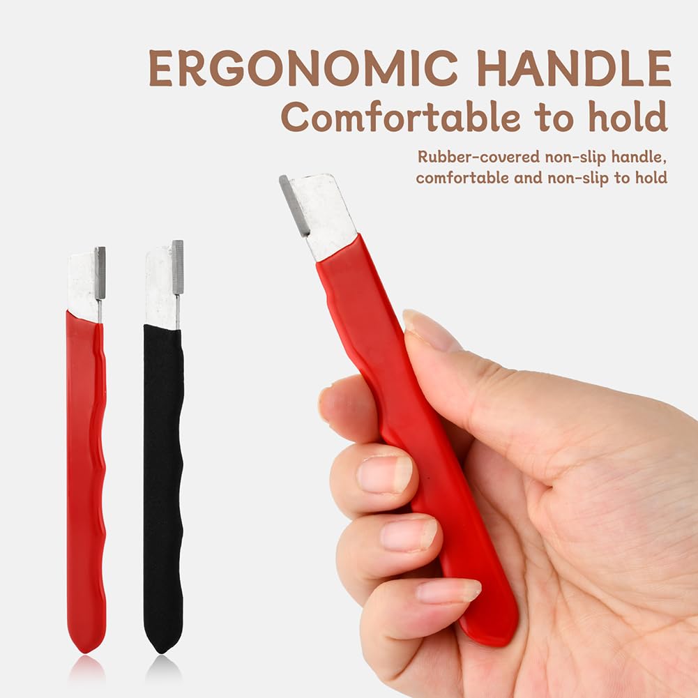 Knife Sharpener Rod 10-inch Carbon Steel Honing Rod with Non-Slip Wooden Handle and 2pcs Sharpening Tools, Ergonomic Knife Sharpening Steel for All Chef Knives