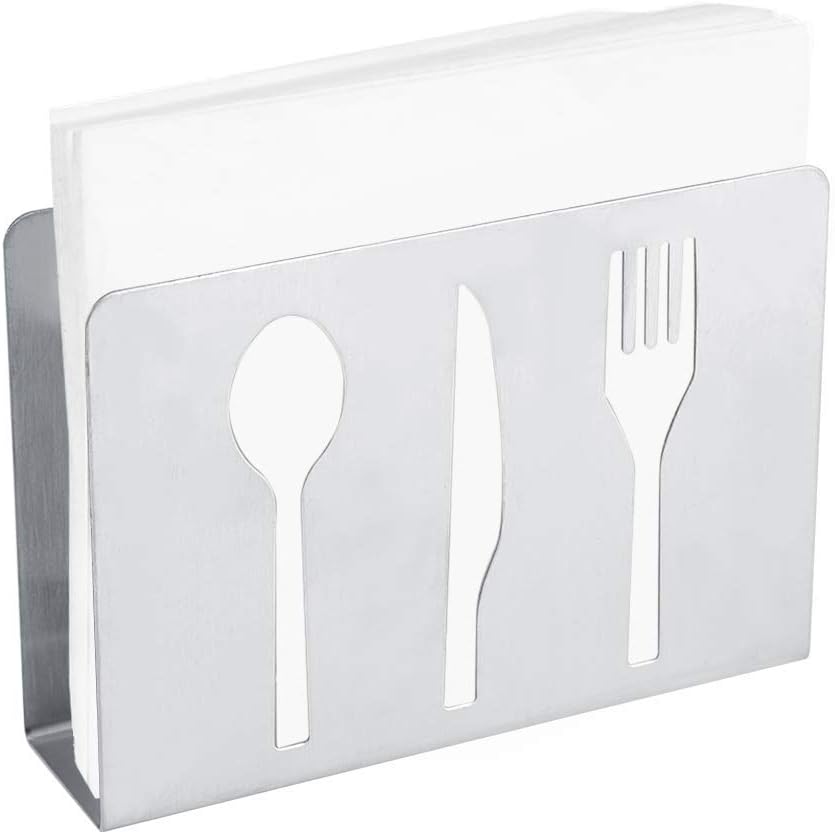 Fdit Stainless Steel Napkin Holder, Decorative Paper Cocktail Rack for Kitchen Countertops, Dinner Tables Organizer