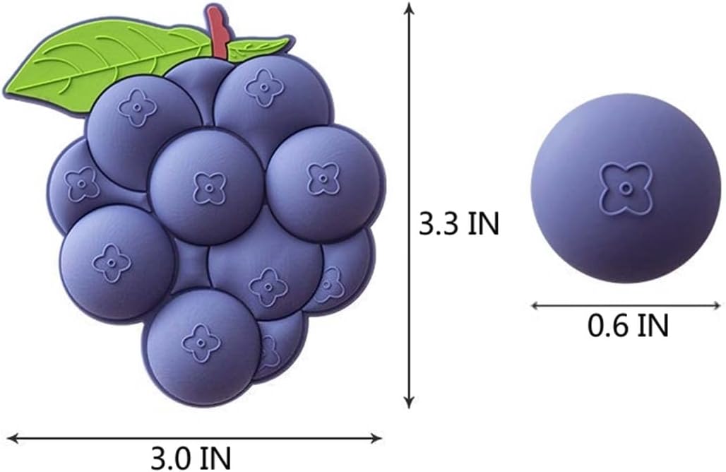 Fruit Magnetic Refrigerator Sticker, Creative Particle Magnetic Sticker, Blueberry, 2 Pcs