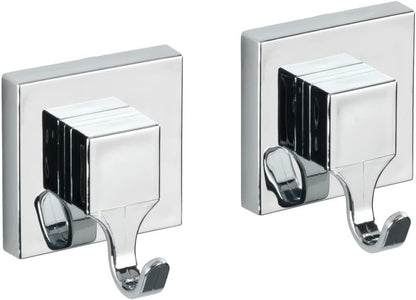 Wenko "Quadro Wall Hooks with Vacuum-Loc - Silver, 2-Piece