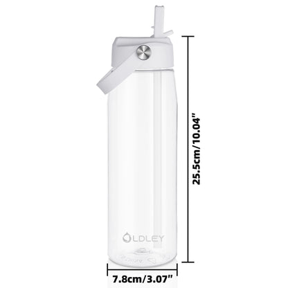 OLDLEY 32 oz Water Bottle with Straw, Leakproof Sports Water Bottle with Carry Strap, BPA-Free Large Water Bottles for Home,Travel, School, Outdoors, Gym, Tritan,Transparent
